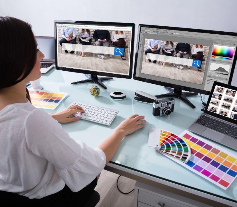 Creative website design and digital design workspace